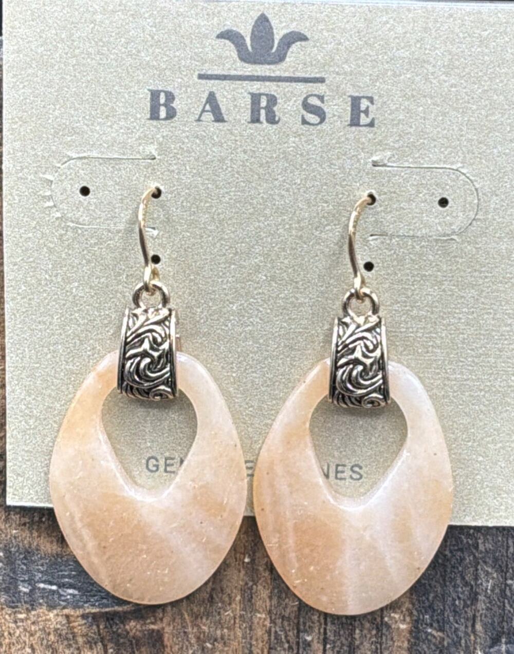 Barse Peach Nectar Earrings- Bronze- Aventurine- NWT